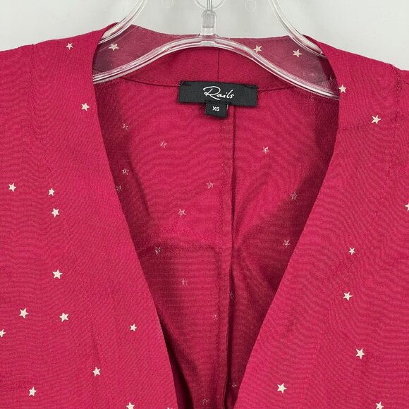 Rails Red Star Print Long Sleeve Button-Up Blouse | Size XS - Picture 4 of 5
